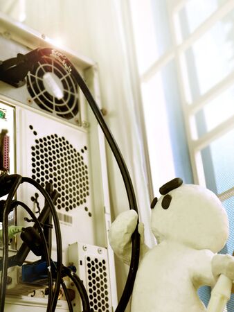 Repair Computer Electronic Man Clay Floating Sculpture Acting Design zoom in
