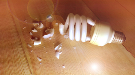 Spiral energy saving light bulbs is broken nice shot warm color tone