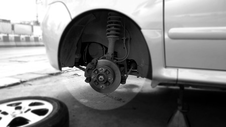 Car wheel hub for service change the tire or max, Photography mono tone black and white and around...
