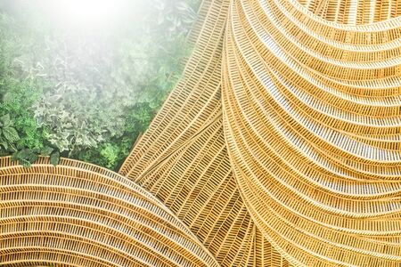 Presentation background handicraft of nature is rattan with leave and spot lighting concept flora decorate design.の写真素材