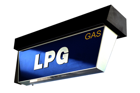 Lighting sign of LPG Gas pump isolate white background and cliping paths.の写真素材
