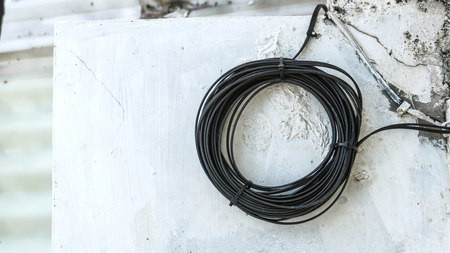 Fiber optic line WIFI at home Installed on the cement concrete balcony of the house, Photo isolate has copy space.の写真素材