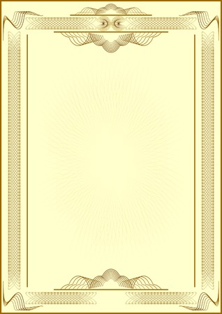 Patterned form of certificate.Light yellow background.Vectorial illustration.のイラスト素材