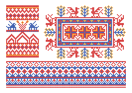 The complete set of patterns similar to an ancient russian ornament.のイラスト素材