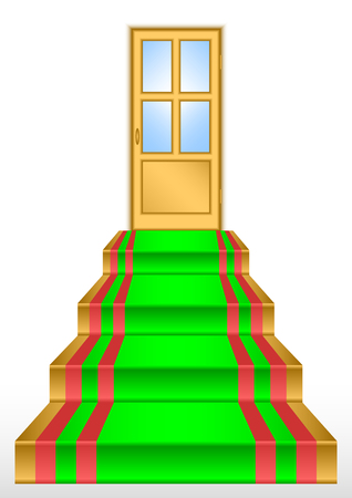 Golden door at the top lestnitsy.Vse it is on a white background.のイラスト素材