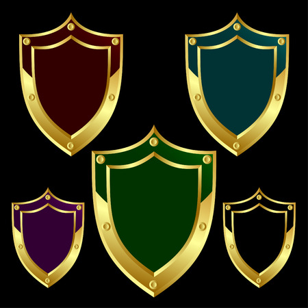 Boards of different color on a black background.のイラスト素材