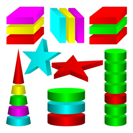 Figures of different color and the different form on a white background.のイラスト素材