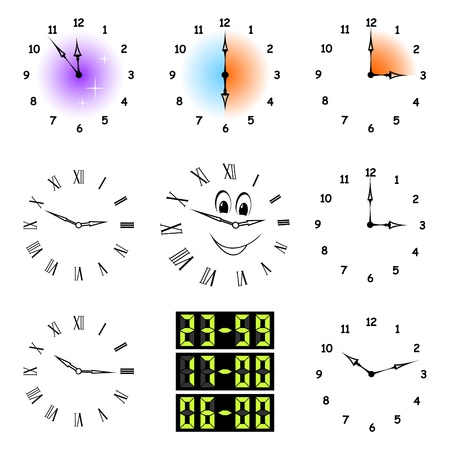 The complete set of different hours on a white background.のイラスト素材