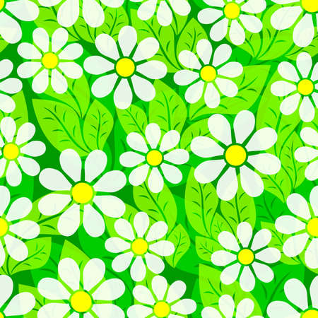 Seamless background in the form of green foliage and white flowers .Eps 10のイラスト素材