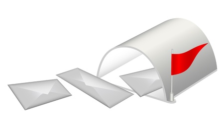 Mail box and envelopes on a white background.のイラスト素材