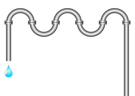 The water drop drips from a pipe. The isolated object on a white background.のイラスト素材