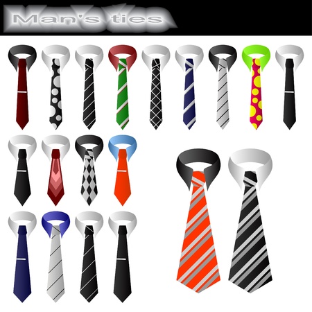 Set of man's ties on a white background. Ties of the different form and a different coloring.のイラスト素材