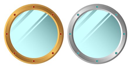 Two decorative mirrors on a white background.のイラスト素材