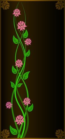 Dark card. Flowers curl against a dark background.のイラスト素材