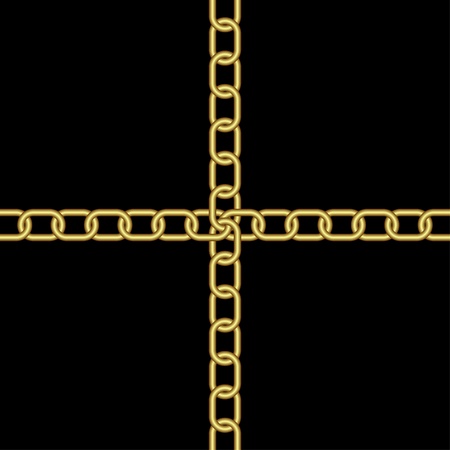 Gold chains on a black background. Chains are crossed.のイラスト素材