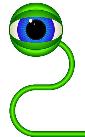 Abstract green eye on a green stalk. The isolated object on a white background.のイラスト素材