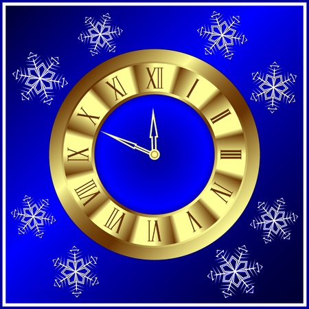 Gold hours on a dark blue background. A Christmas card.のイラスト素材