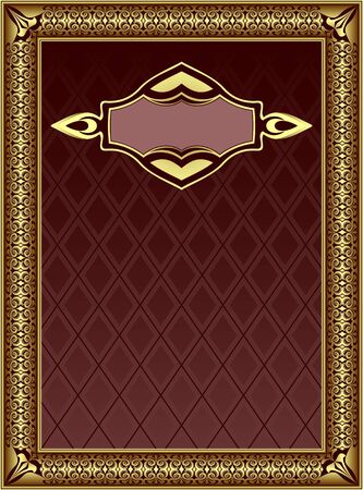 Gold decorative frame. A background of dark red color.のイラスト素材