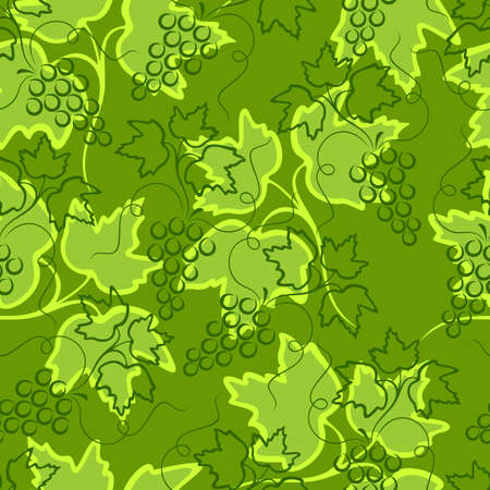 Vegetative seamless background  Bunches of grapes on a background of green leaves のイラスト素材