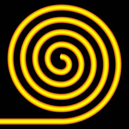 Yellow spiral on a black background.のイラスト素材