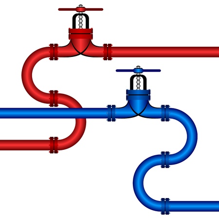 Two Pipelines On A White Background One Pipeline Of Red Color Second Pipeline Of Dark Blue Color のイラスト素材 イメージマート