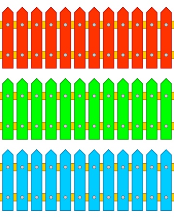 Set of fences of different color on a white background.のイラスト素材