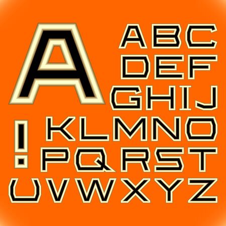 English alphabet. A complete set of letters on a orange background.のイラスト素材