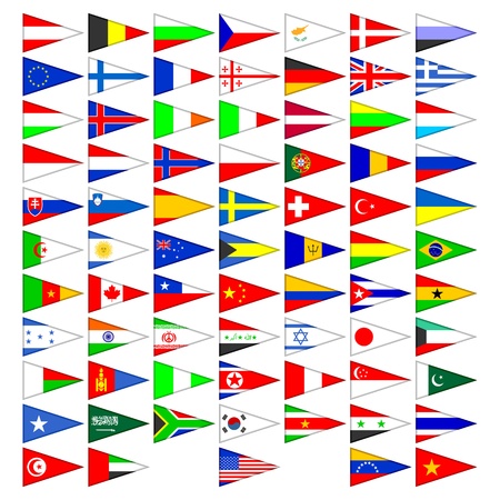 Flags of the countries of the world. A set of the isolated icons on a white background.のイラスト素材