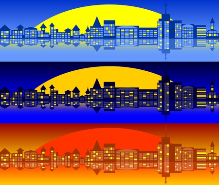 City landscape. A set of three options.のイラスト素材