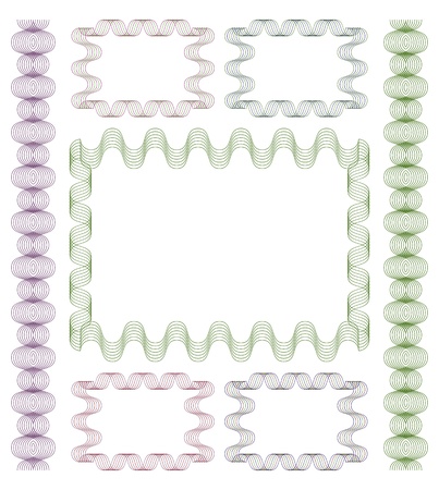 Guilloche frame set on a white background.のイラスト素材