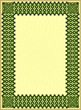Decorative form of the certificate. Green and light yellow color.のイラスト素材