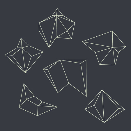 Contours of geometrical figures  Set against a dark background のイラスト素材