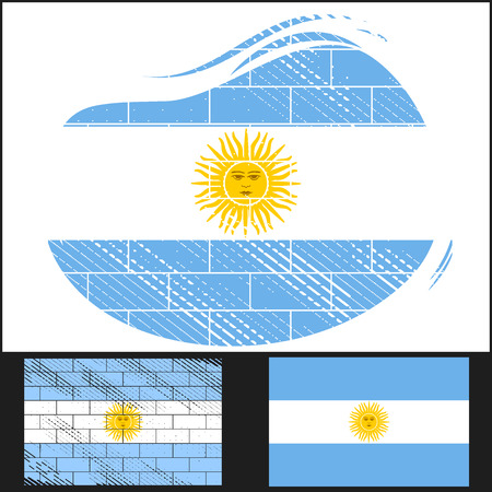 Set scratched flag of Argentina on white and black background のイラスト素材