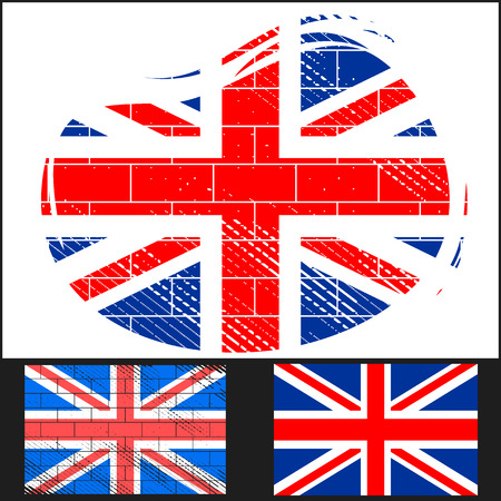 Set scratched flag of Great Britain on white and black background のイラスト素材