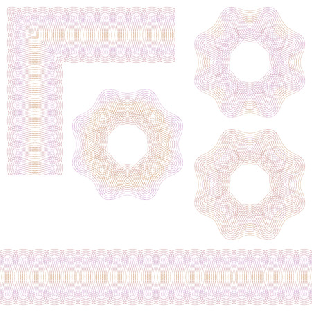 Guilloche rosette and borders  Isolated objects on a white background のイラスト素材