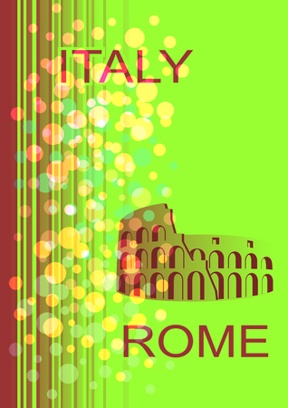 Postcard on the Italian theme. Colosseum on an abstract background.のイラスト素材