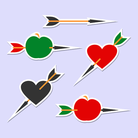 Arrow hits the target. Set of symbols on a light background.のイラスト素材