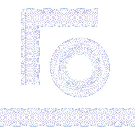 Decorative guilloche elements. Rosette, border and corner.のイラスト素材