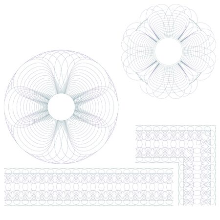Rosettes border and corner. Set on a white background.のイラスト素材