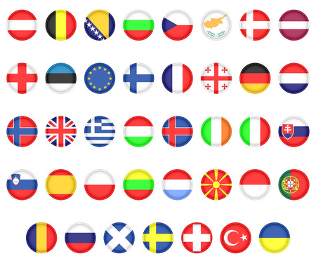 Set of flags of European countries. Icons on a white background.のイラスト素材