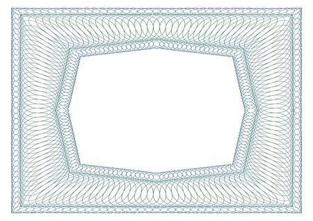 Decorative rectangular guilloche frame. Octagonal free space in the middle.のイラスト素材