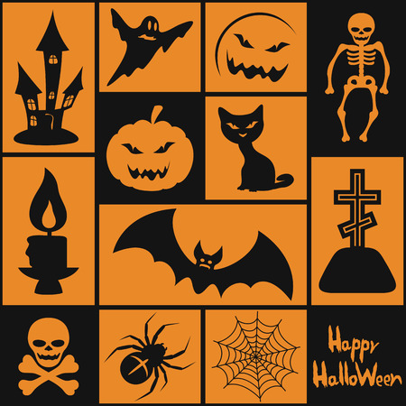 Set of different symbols for Halloween.のイラスト素材
