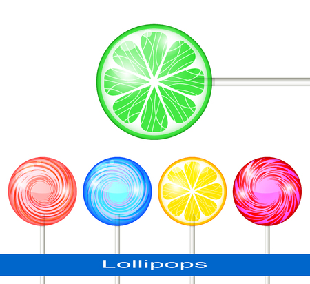 Set of Lollipops on a White Background. Lollipops Multicolored.のイラスト素材