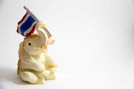 Elephant Waving flag print of Thailand on white background