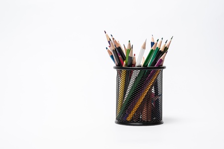 Colour pencils are in the white background.の写真素材