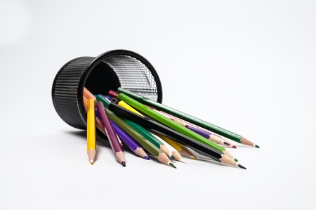 Colour pencils are in the white background.の写真素材