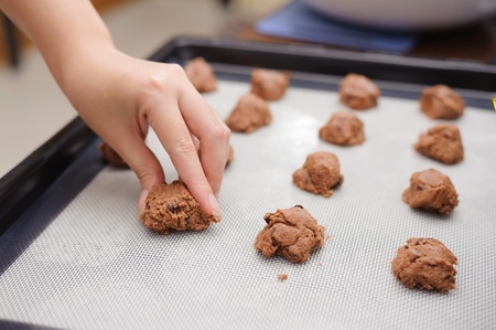 unfinished chocolate chip cookiesの写真素材