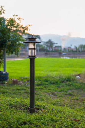 vintage lamp in the gardenの写真素材