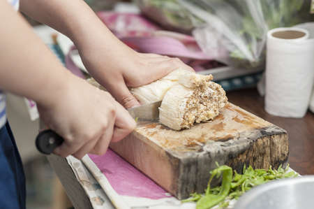 hand with knifeの写真素材