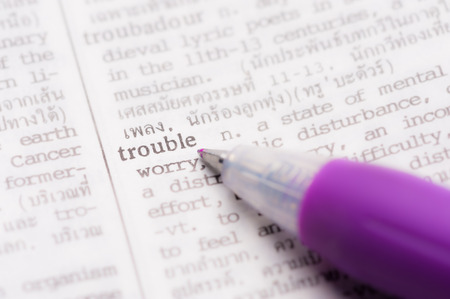Dictionary page with word  trouble  in focus の写真素材